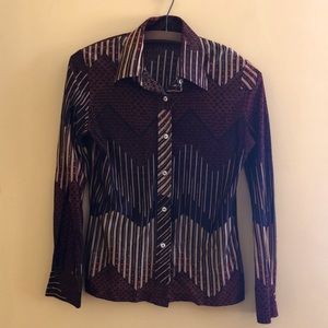 70s vintage/retro patterned shirt sz S. Very cool, baby 😎